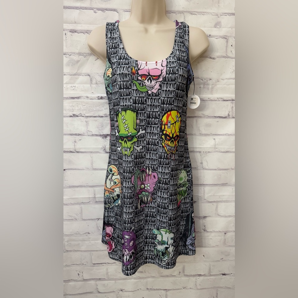 Kreepsville 666 Med‎ Toxic Toons Ugly Heads Tank Dress Stretch Whimsigoth New